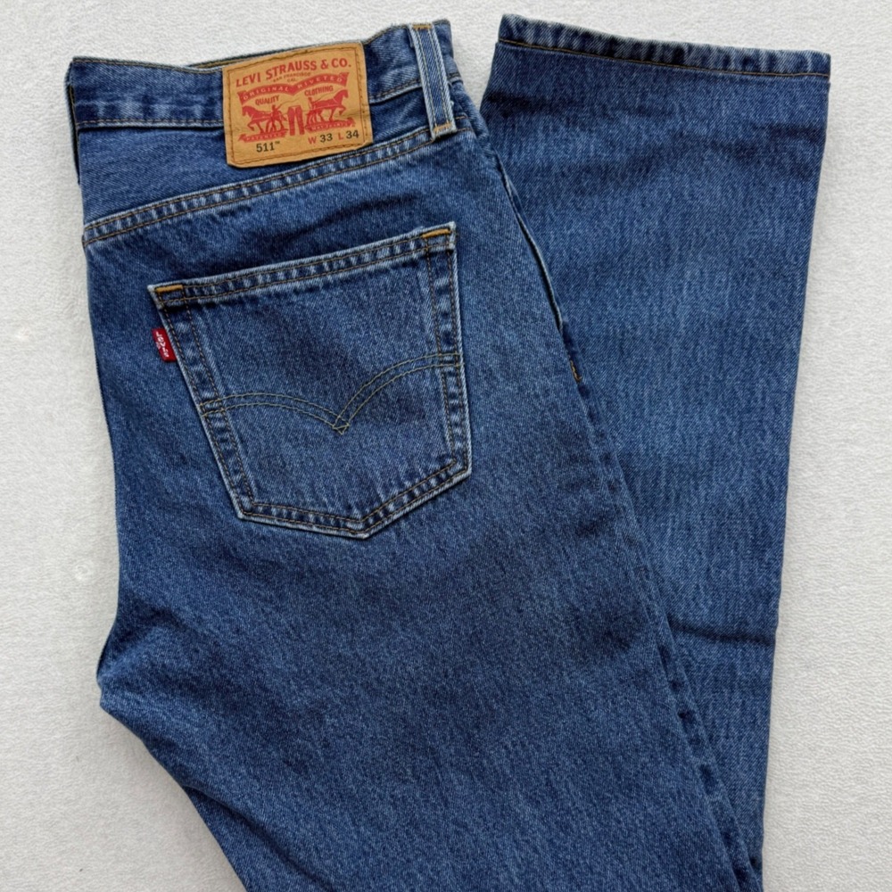 Levi's 511 Slim Fit Jeans Mens 33x34 Blue Medium Wash 100% Cotton Denim